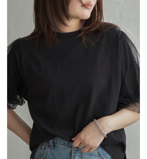 VENCE share style「チュールスリーブTシャツ」|Tシャツ・カットソー|