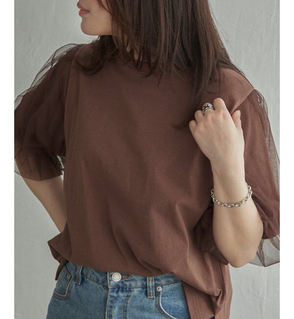 VENCE share style「チュールスリーブTシャツ」|Tシャツ・カットソー|