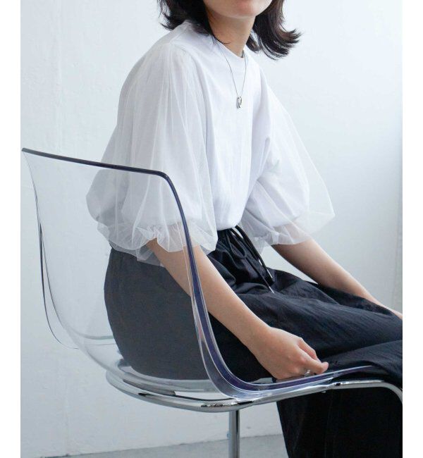 VENCE share style「チュールスリーブTシャツ」|Tシャツ・カットソー|