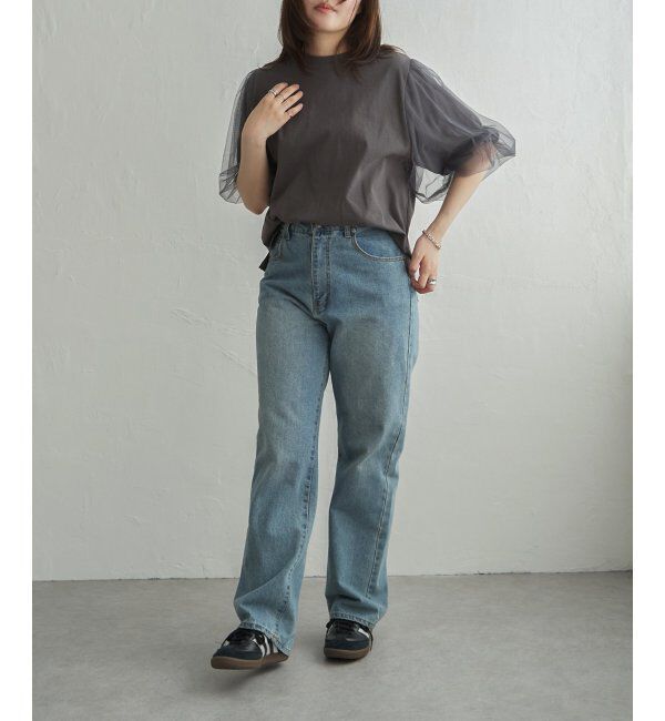 VENCE share style「チュールスリーブTシャツ」|Tシャツ・カットソー|