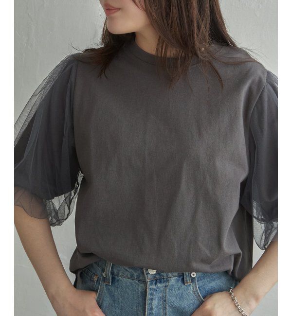 VENCE share style「チュールスリーブTシャツ」|Tシャツ・カットソー|