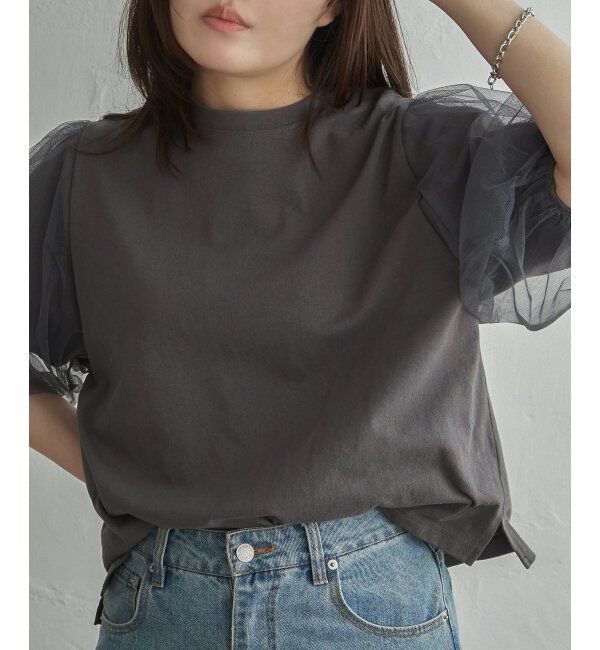 VENCE share style「チュールスリーブTシャツ」|Tシャツ・カットソー|