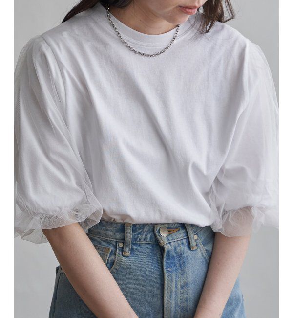 VENCE share style「チュールスリーブTシャツ」|Tシャツ・カットソー|