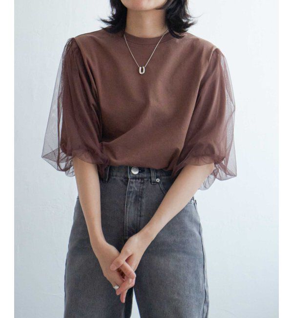 VENCE share style「チュールスリーブTシャツ」|Tシャツ・カットソー|