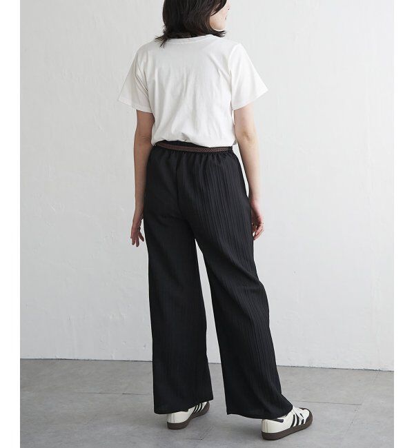 VENCE share style「楊柳ストライプベルト付きパンツ」|デニム|