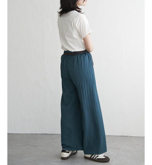 VENCE share style「楊柳ストライプベルト付きパンツ」|デニム|