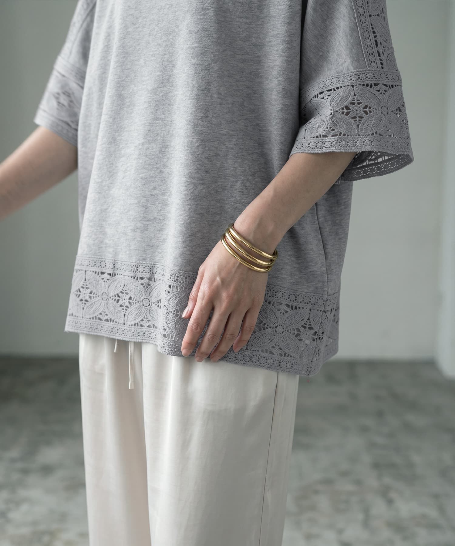 STYLE DELI「【BLK001】レースパッチワークデザインTシャツ」|Tシャツ・カットソー|