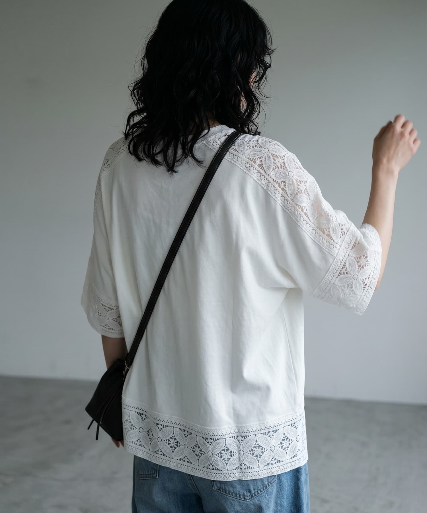 STYLE DELI「【BLK001】レースパッチワークデザインTシャツ」|Tシャツ・カットソー|