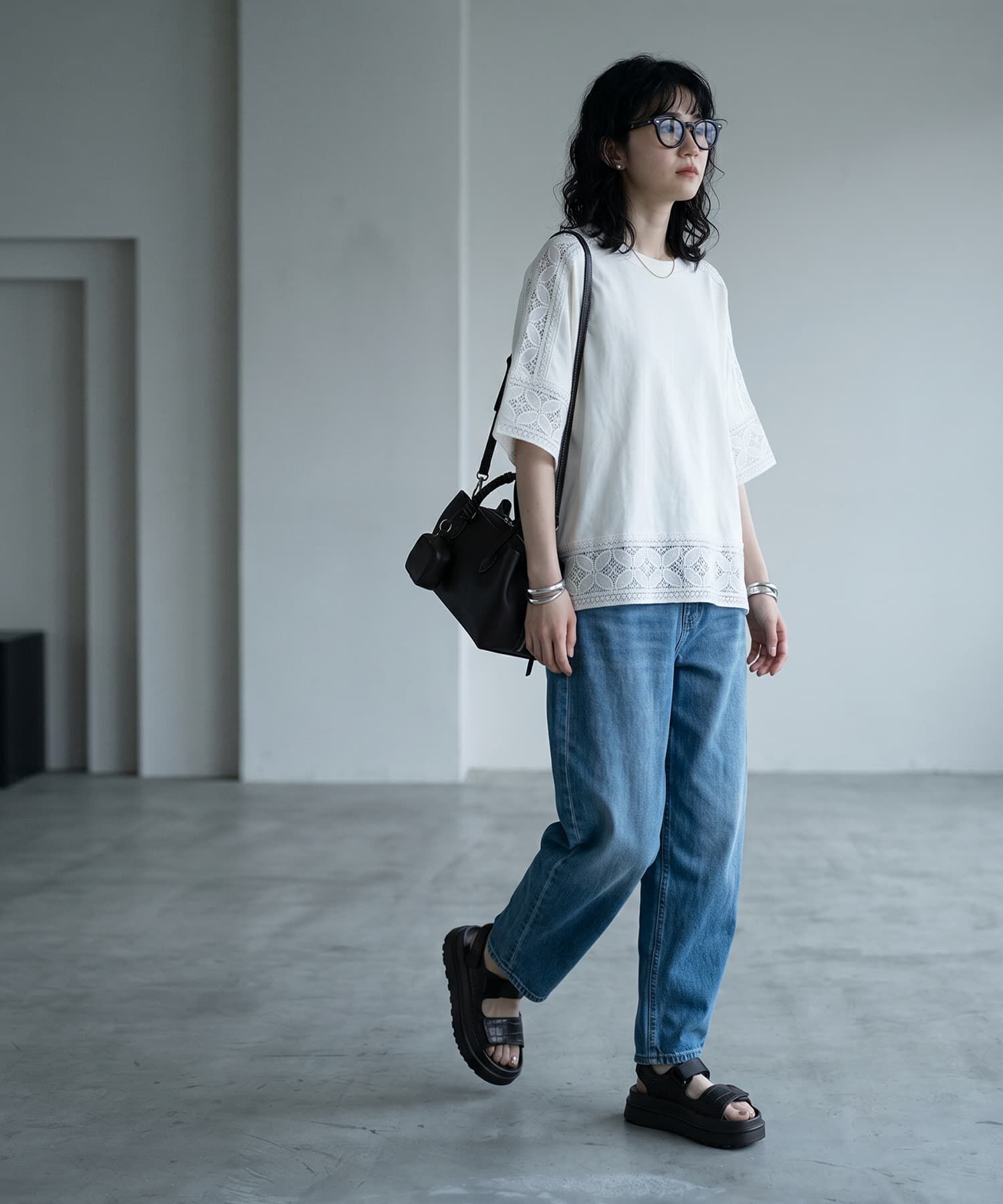 STYLE DELI「【BLK001】レースパッチワークデザインTシャツ」|Tシャツ・カットソー|