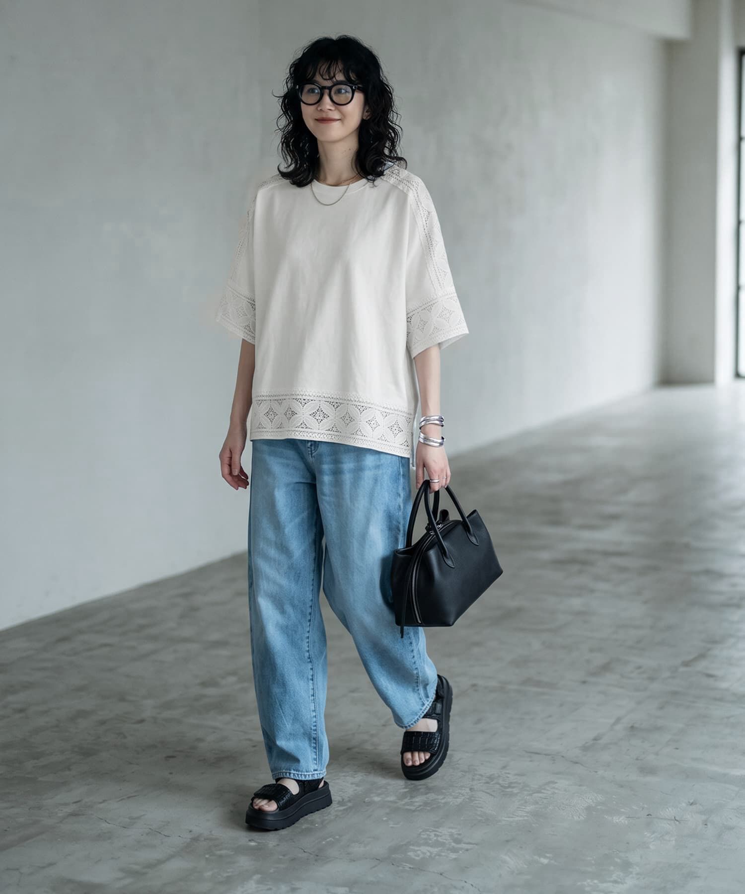 STYLE DELI「【BLK001】レースパッチワークデザインTシャツ」|Tシャツ・カットソー|