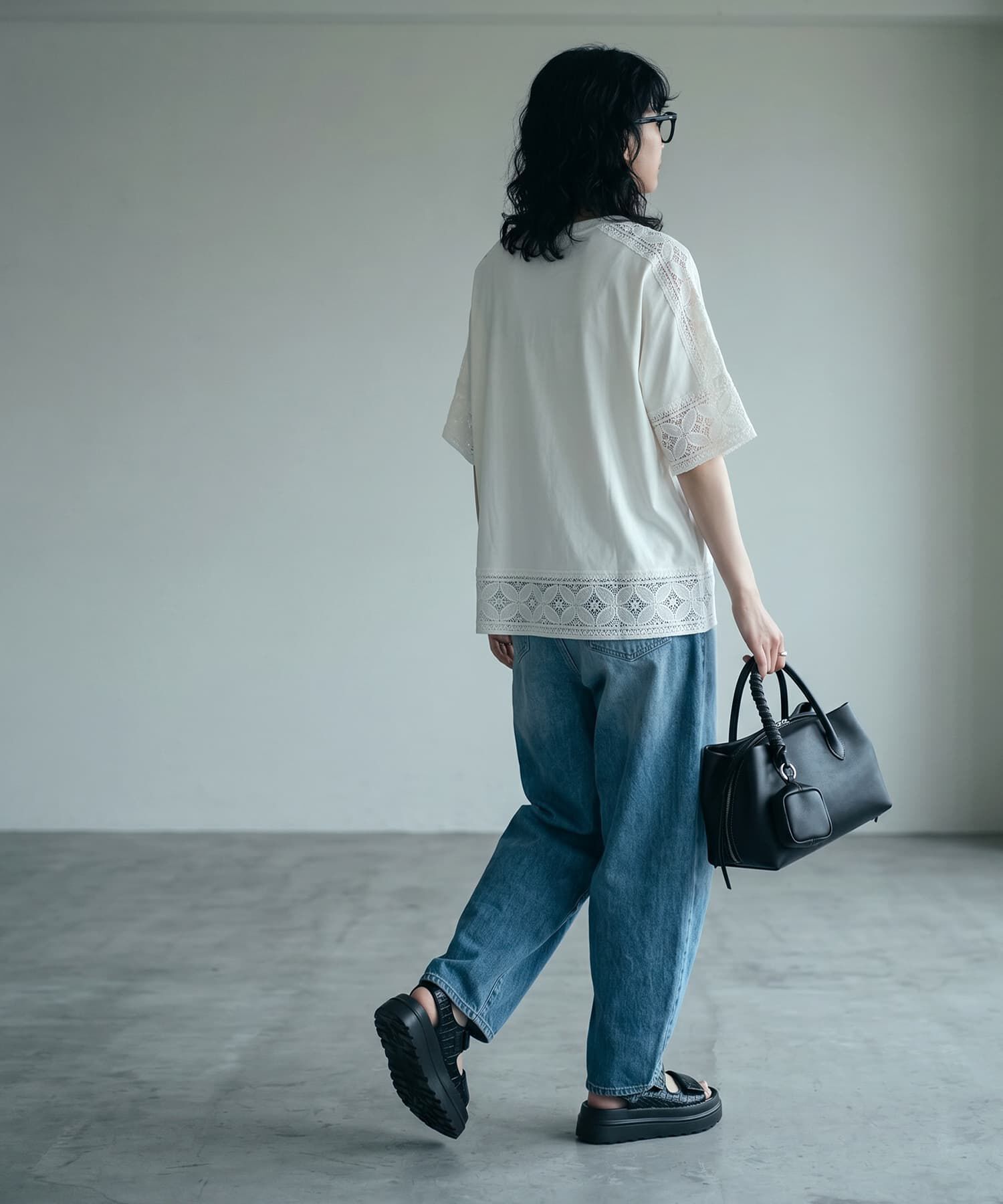 STYLE DELI「【BLK001】レースパッチワークデザインTシャツ」|Tシャツ・カットソー|