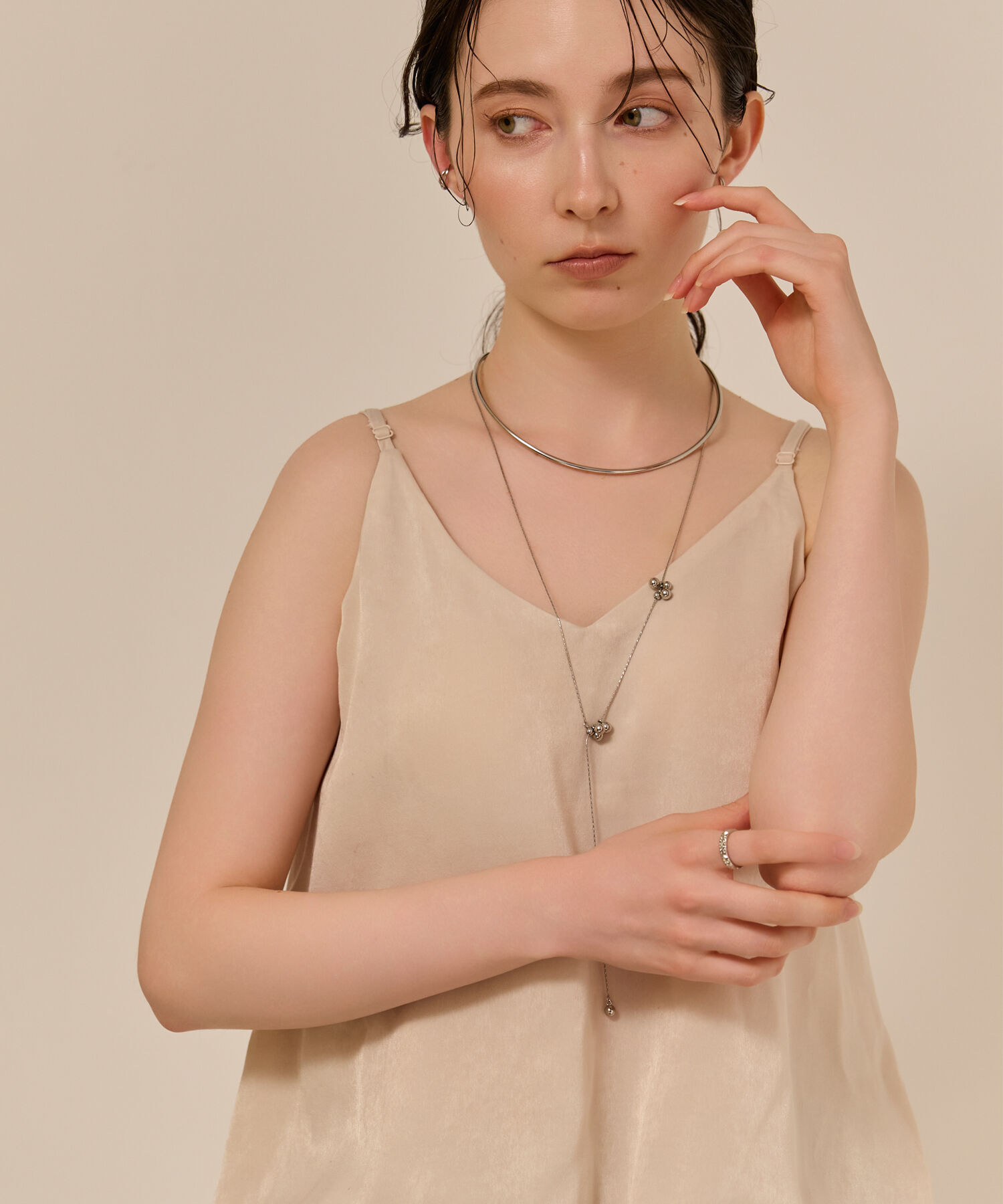 Phoebe「【金属アレルギー対応】2setメタルスタッズリング　シルバー/ニッケルフリー」|リング|