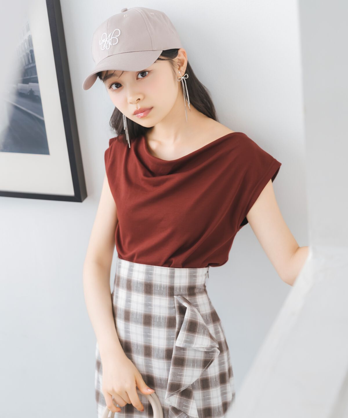 WILLSELECTION「ドレープデザインカットトップス」|Tシャツ・カットソー|ボルドー
