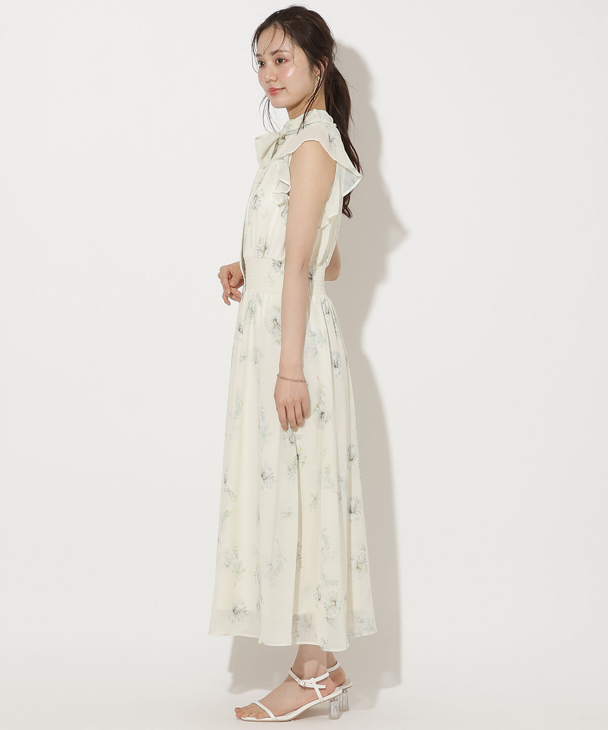 WILLSELECTION「リボンネックマーガレットプリントワンピース」|ワンピース|