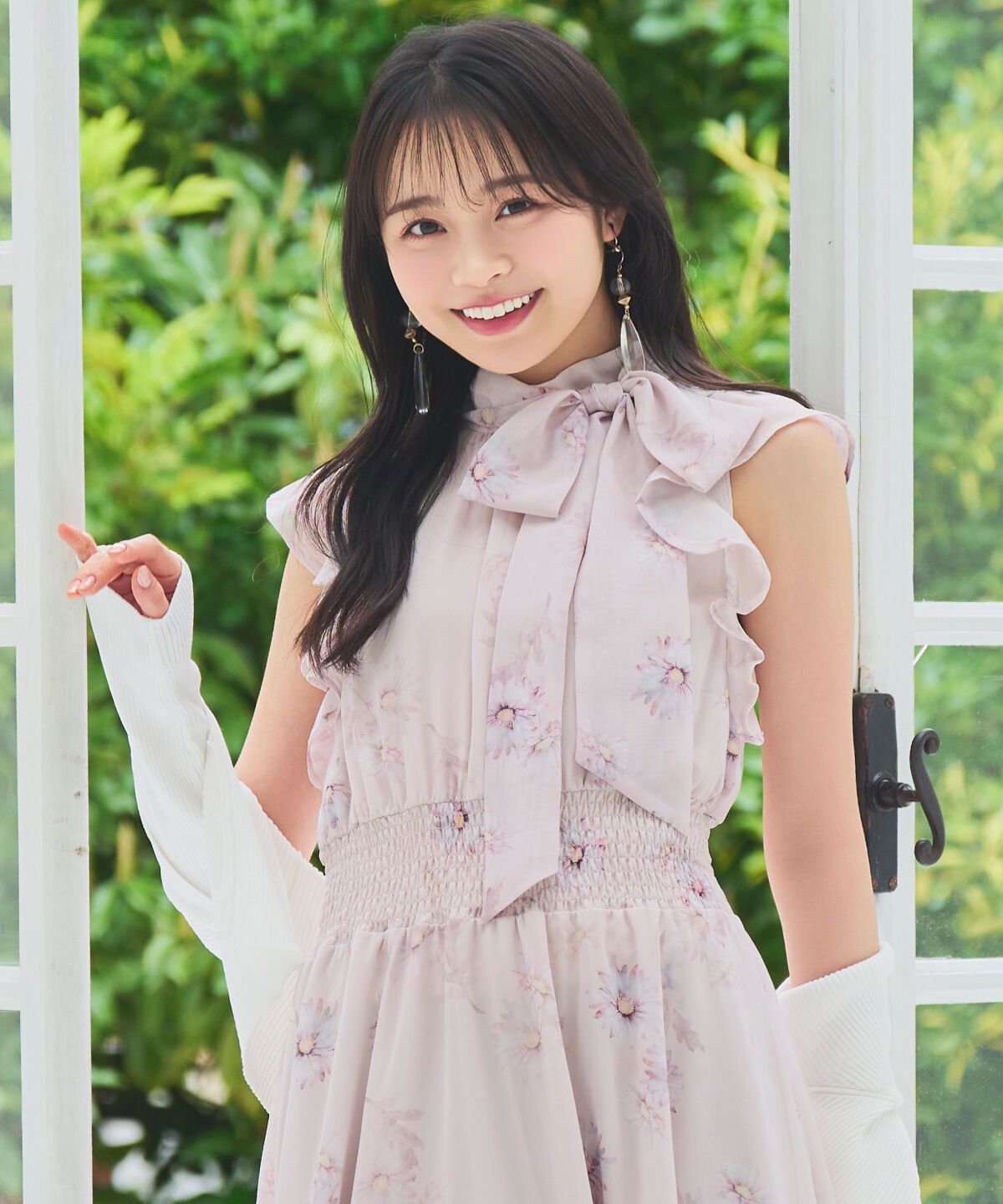 WILLSELECTION「リボンネックマーガレットプリントワンピース」|ワンピース|
