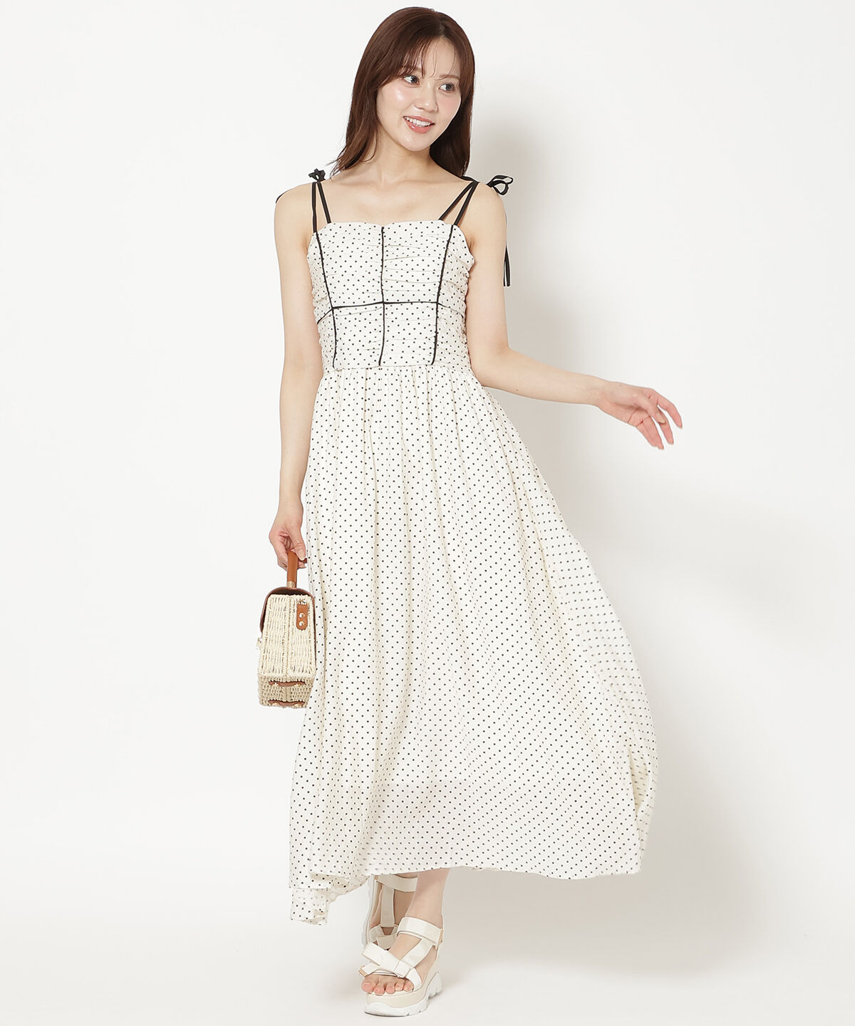 WILLSELECTION「リボンショルダーギャザーキャミワンピース」|ワンピース|