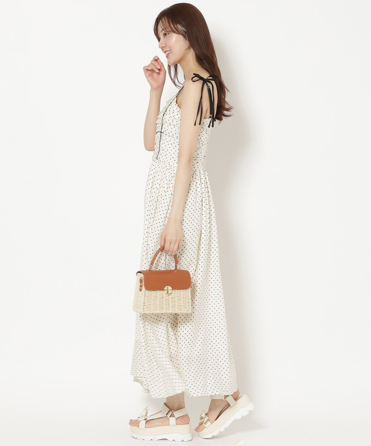 WILLSELECTION「リボンショルダーギャザーキャミワンピース」|ワンピース|