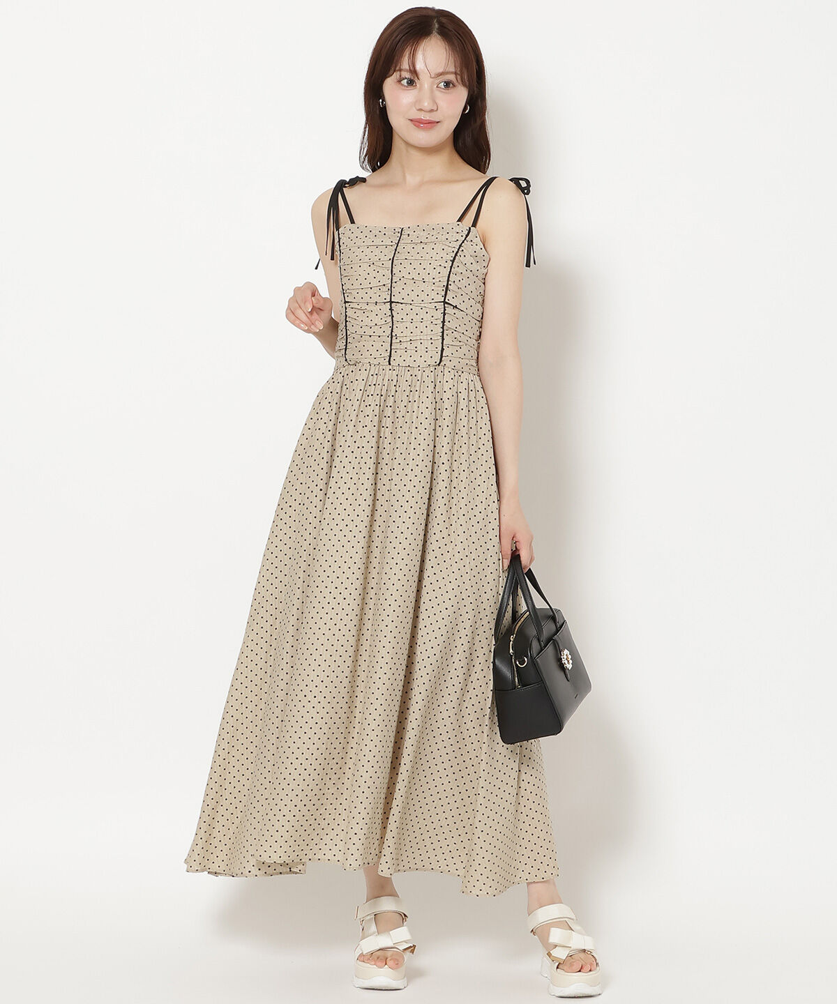 WILLSELECTION「リボンショルダーギャザーキャミワンピース」|ワンピース|