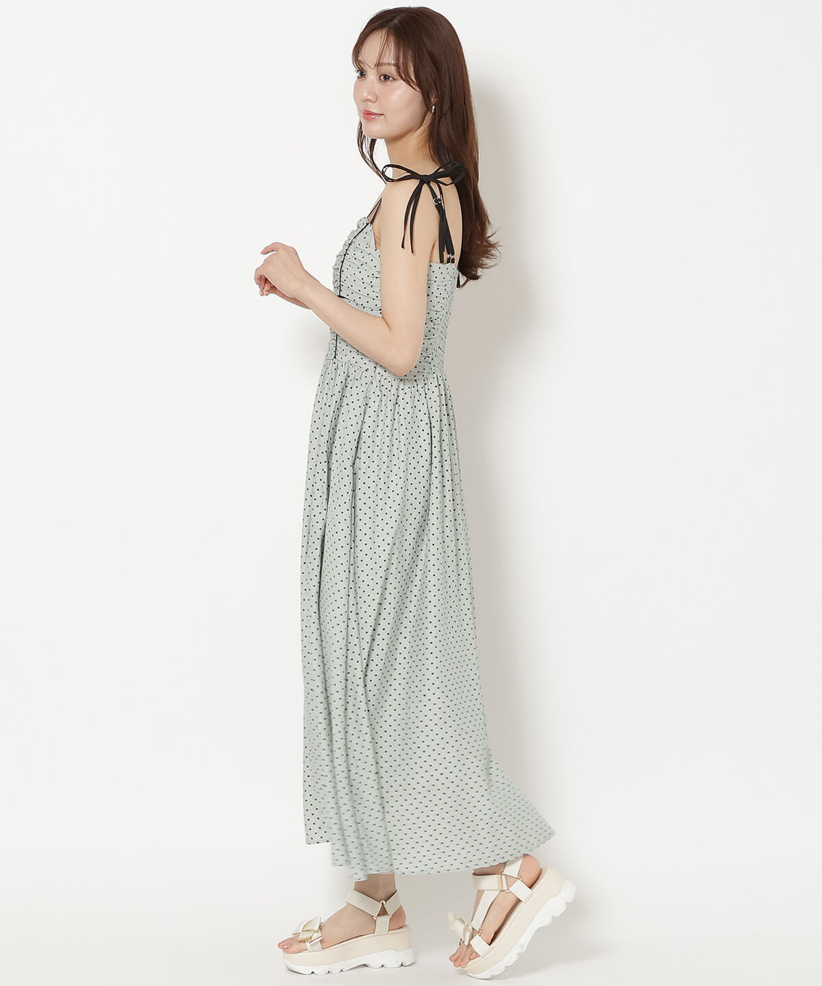 WILLSELECTION「リボンショルダーギャザーキャミワンピース」|ワンピース|