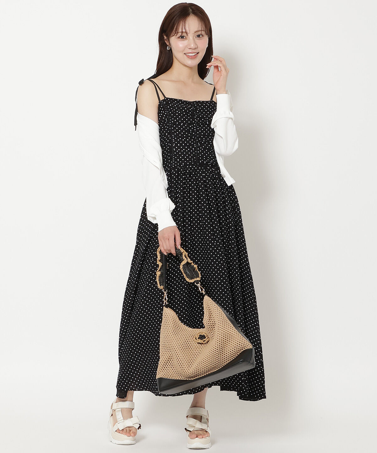 WILLSELECTION「リボンショルダーギャザーキャミワンピース」|ワンピース|