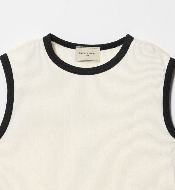 UNITED ARROWS「リブ バイカラーパイピング ノースリーブ Tシャツ」|タンクトップ|