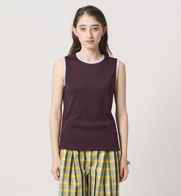 UNITED ARROWS「リブ バイカラーパイピング ノースリーブ Tシャツ」|タンクトップ|