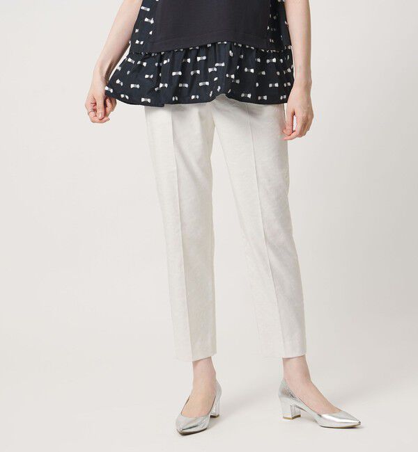 UNITED ARROWS「シャイニー スリム パンツ OFF WHITE ‐ストレッチ ウォッシャブル‐」|スラックス|