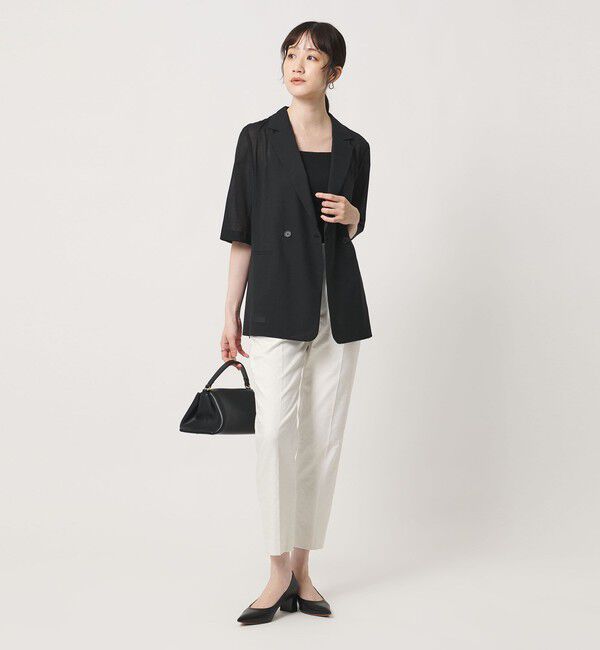 UNITED ARROWS「シャイニー スリム パンツ OFF WHITE ‐ストレッチ ウォッシャブル‐」|スラックス|
