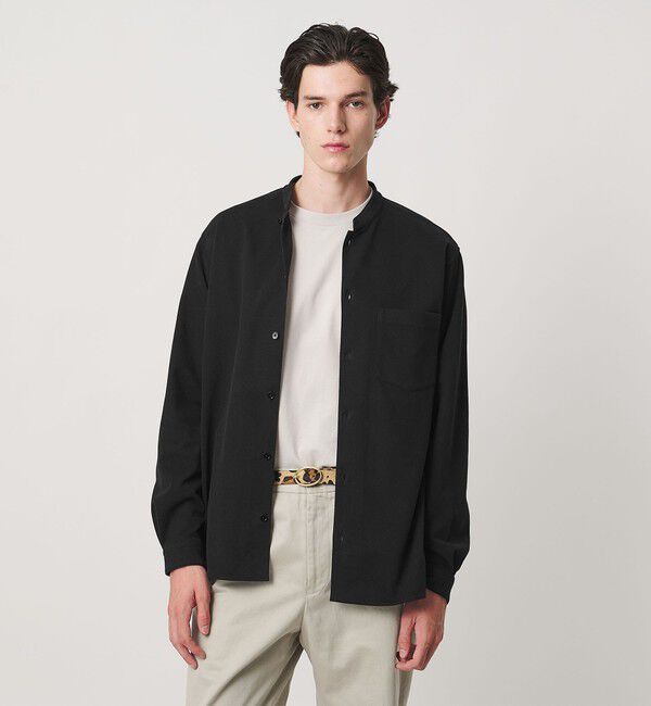 UNITED ARROWS「スエーディージャージ バンドカラーシャツ」|シャツ・ブラウス|BLACK