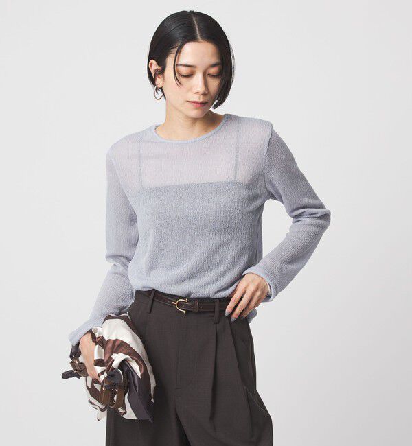 UNITED ARROWS green label relaxing「シャーリング シアー ロングスリーブ プルオーバー カットソー」|Tシャツ・カットソー|LT.BLUE