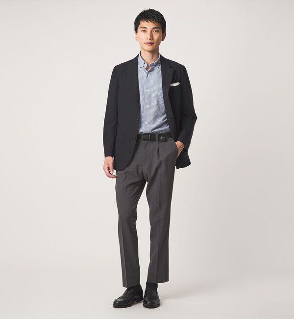 UNITED ARROWS green label relaxing「ポリエステル ラッカン ギンガムチェック スタンダード スナップ ボタンダウン 半袖 シャツ -ストレッチ・」|シャツ・ブラウス|
