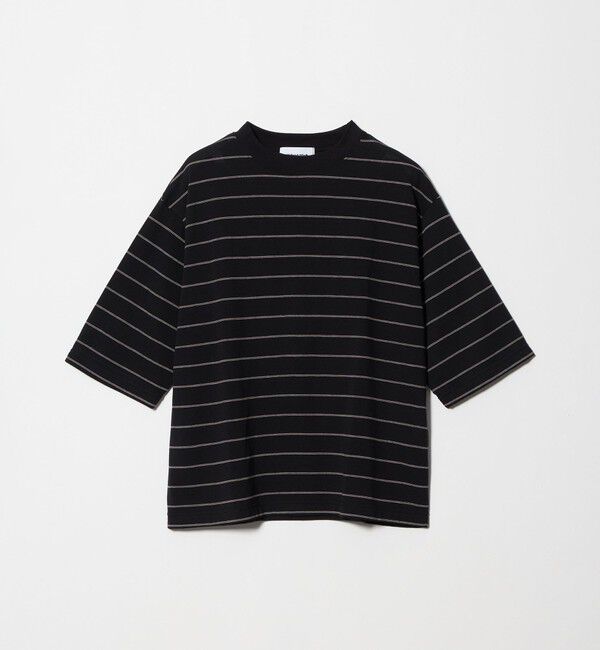 BEAUTY&YOUTH UNITED ARROWS「コットンポリエステル ボーダー ハーフスリーブTシャツ」|Tシャツ・カットソー|BLACK