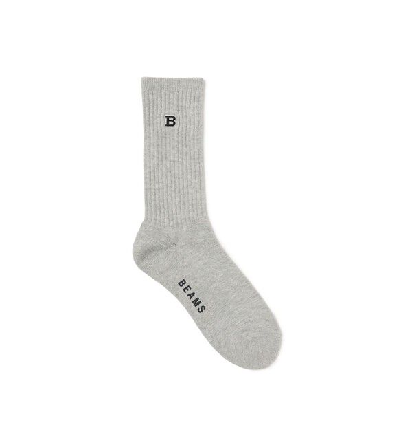 BEAMS「Bロゴ クルーソックス」|ソックス|GREY