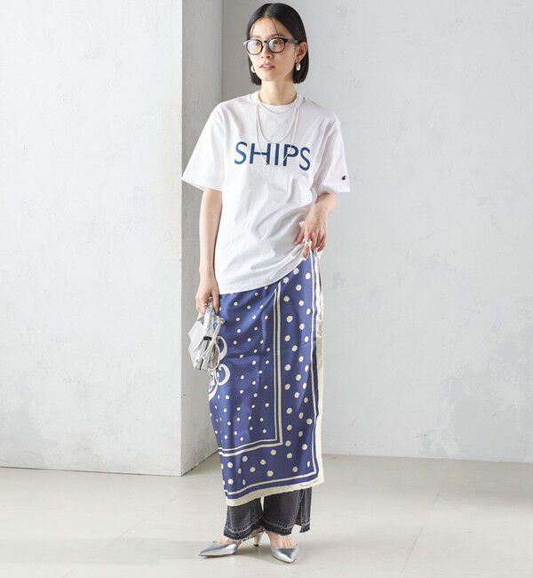 SHIPS for women「【SHIPS別注】manipuri:エンブレム スカーフ 88&times;88」|バンダナ・スカーフ|