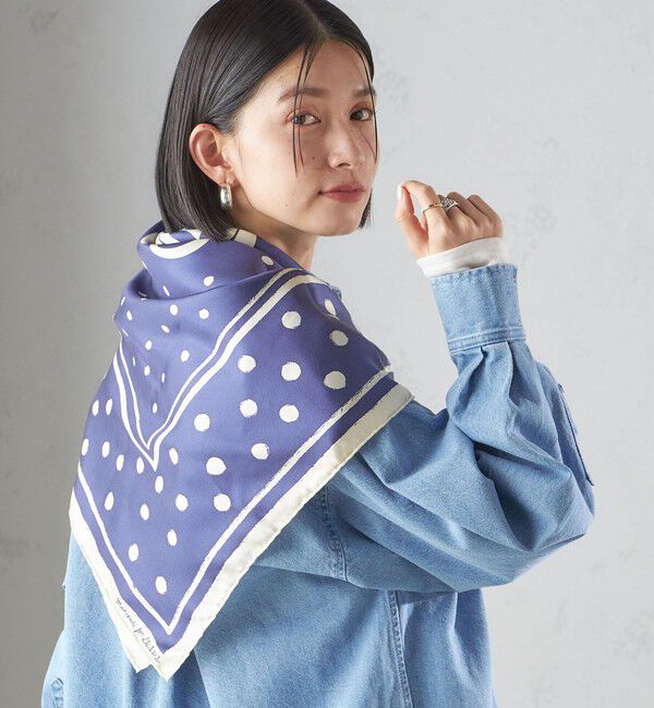 SHIPS for women「【SHIPS別注】manipuri:エンブレム スカーフ 88&times;88」|バンダナ・スカーフ|
