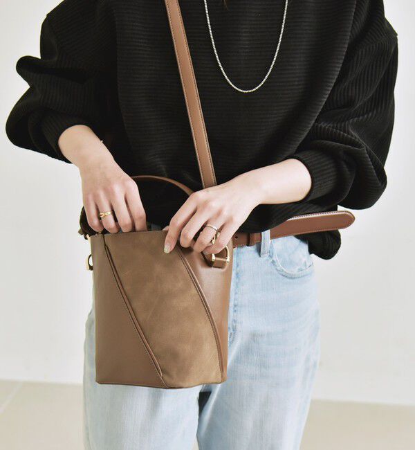 quaranciel「《一部追加予約》quaranciel: 2way コンビ バケツ ショルダーバッグ &times; フェイクファー 巾着」|ショルダー・メッセンジャー|