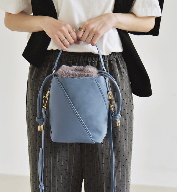 quaranciel「《一部追加予約》quaranciel: 2way コンビ バケツ ショルダーバッグ &times; フェイクファー 巾着」|ショルダー・メッセンジャー|