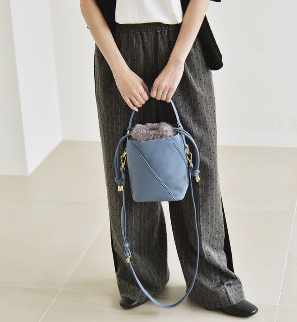 quaranciel「《一部追加予約》quaranciel: 2way コンビ バケツ ショルダーバッグ &times; フェイクファー 巾着」|ショルダー・メッセンジャー|