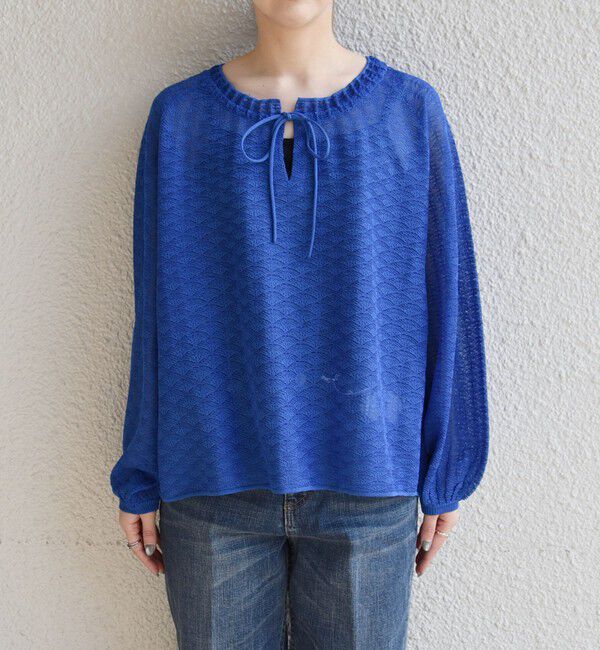 quaranciel「quaranciel:〈手洗い可能〉レース ジャカード ギャザー リボン プルオーバー」|シャツ・ブラウス|
