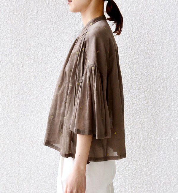 SHIPS for women「〈手洗い可能〉コットン オーガンジー リーフ 刺繍 羽織 ブラウス」|シャツ・ブラウス|