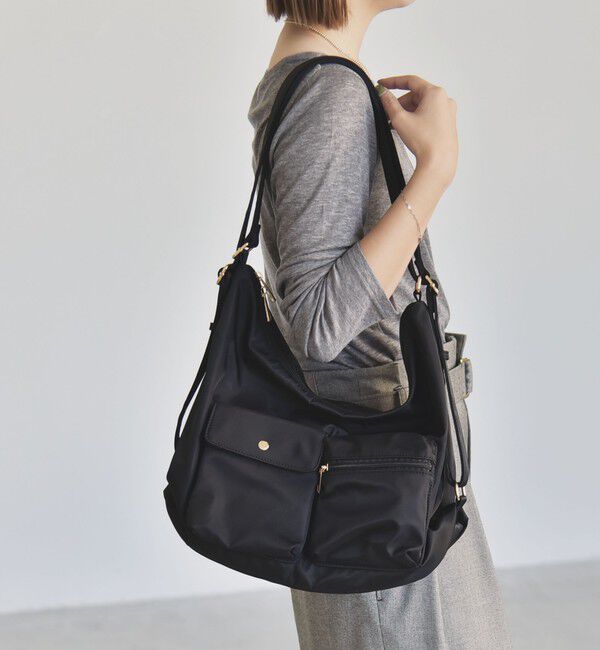 quaranciel「《予約》quaranciel:〈撥水加工〉3WAY ナイロン リュック / ショルダーバッグ（A4対応）」|ショルダー・メッセンジャー|ブラック