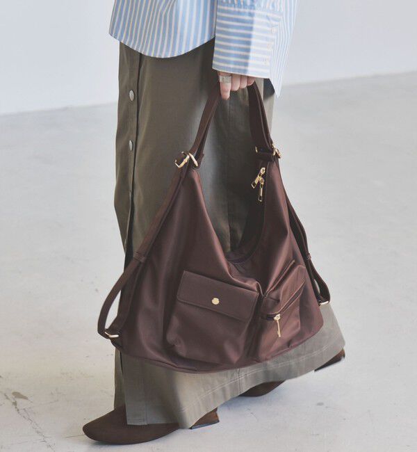 quaranciel「《予約》quaranciel:〈撥水加工〉3WAY ナイロン リュック / ショルダーバッグ（A4対応）」|ショルダー・メッセンジャー|ブラウン