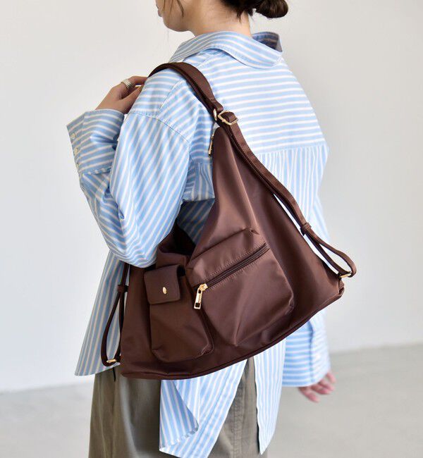 quaranciel「《予約》quaranciel:〈撥水加工〉3WAY ナイロン リュック / ショルダーバッグ（A4対応）」|ショルダー・メッセンジャー|
