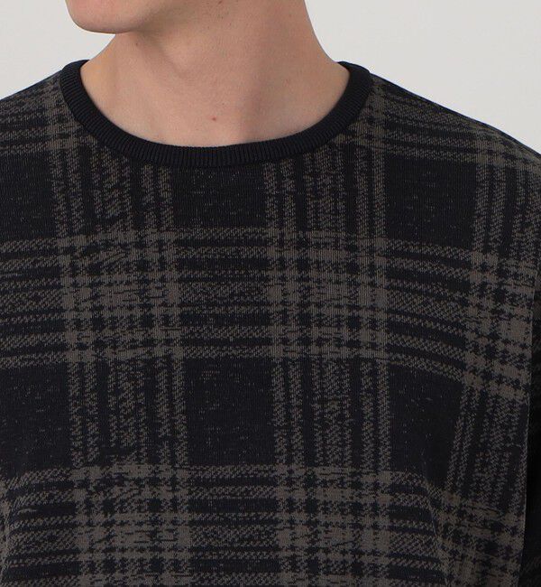 TOMORROWLAND MENS「TOMORROWLAND tricot チェック柄 強撚ハイゲージコットンニットTシャツ」|ニット・セーター|