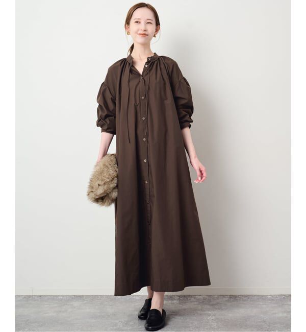 SLOBE IENA「《予約》ギャザーシャツワンピース」|ワンピース|