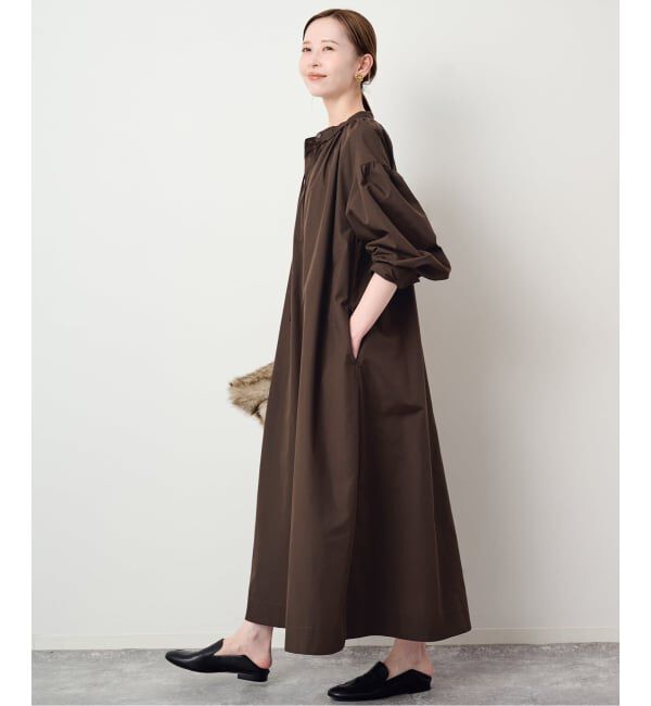 SLOBE IENA「《予約》ギャザーシャツワンピース」|ワンピース|