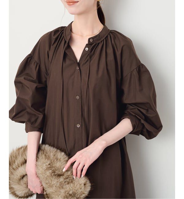 SLOBE IENA「《予約》ギャザーシャツワンピース」|ワンピース|