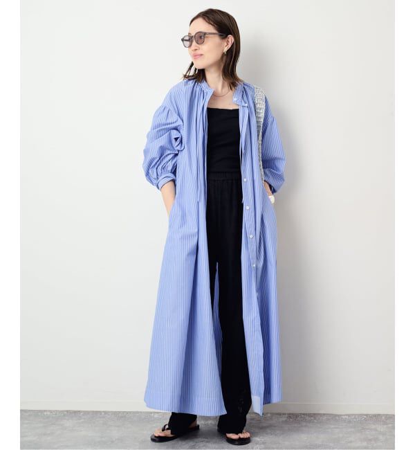 SLOBE IENA「《予約》ギャザーシャツワンピース」|ワンピース|