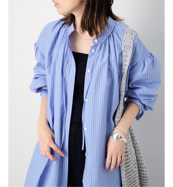 SLOBE IENA「《予約》ギャザーシャツワンピース」|ワンピース|