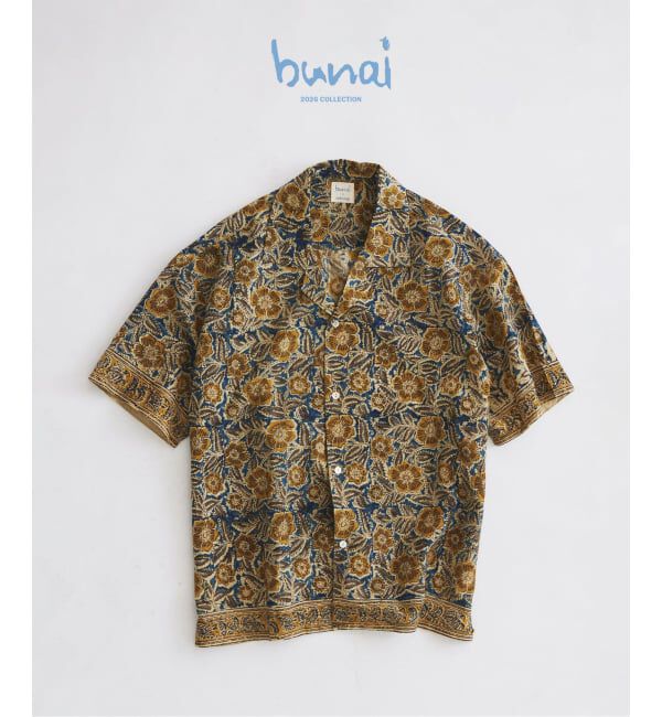 JOURNAL STANDARD relume「bunai / ブナイ 別注 カラマカリ プリント オープンカラー 半袖シャツ」|シャツ・ブラウス|ネイビー